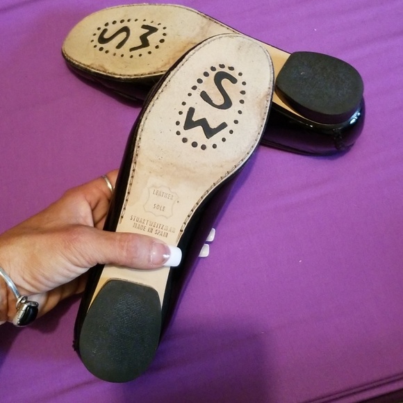 Stewart Weitzman black pattern leather flats Sz 8 - Picture 5 of 8